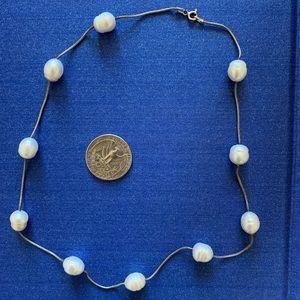 Baroque pearl 925 sterling silver necklace, Italy